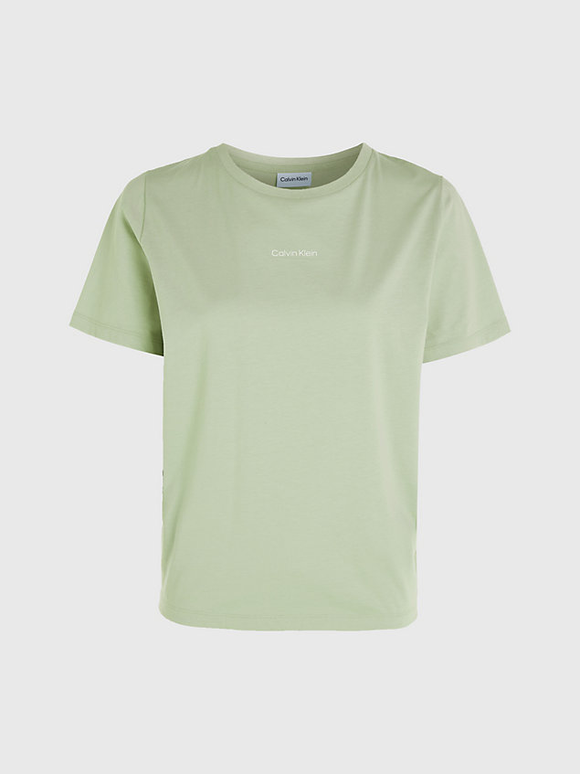 t-shirt con micro logo in cotone green da donna calvin klein