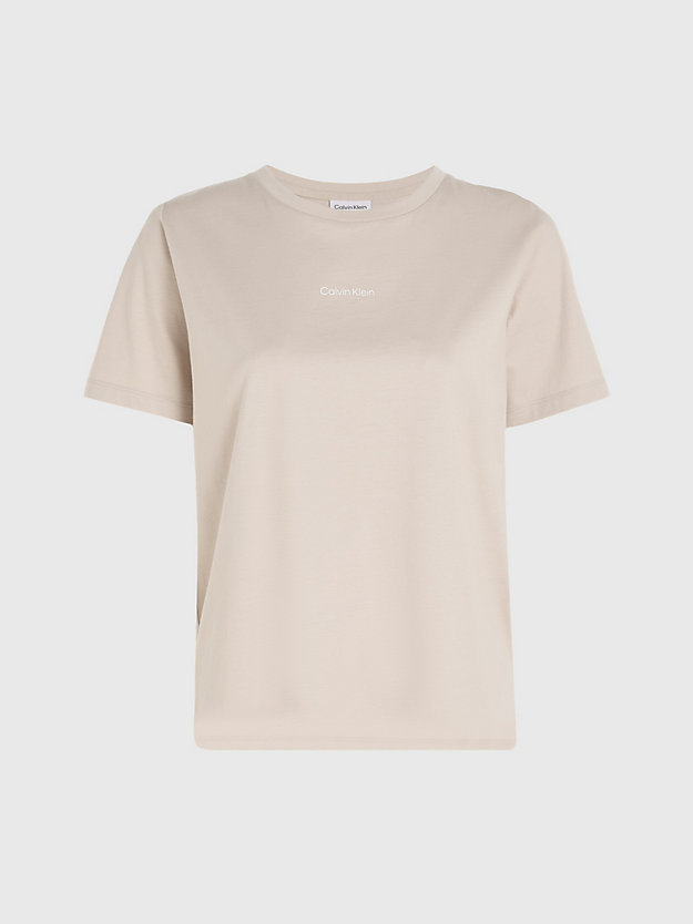 doeskin bawełniany t-shirt z małym logo dla kobiety - calvin klein