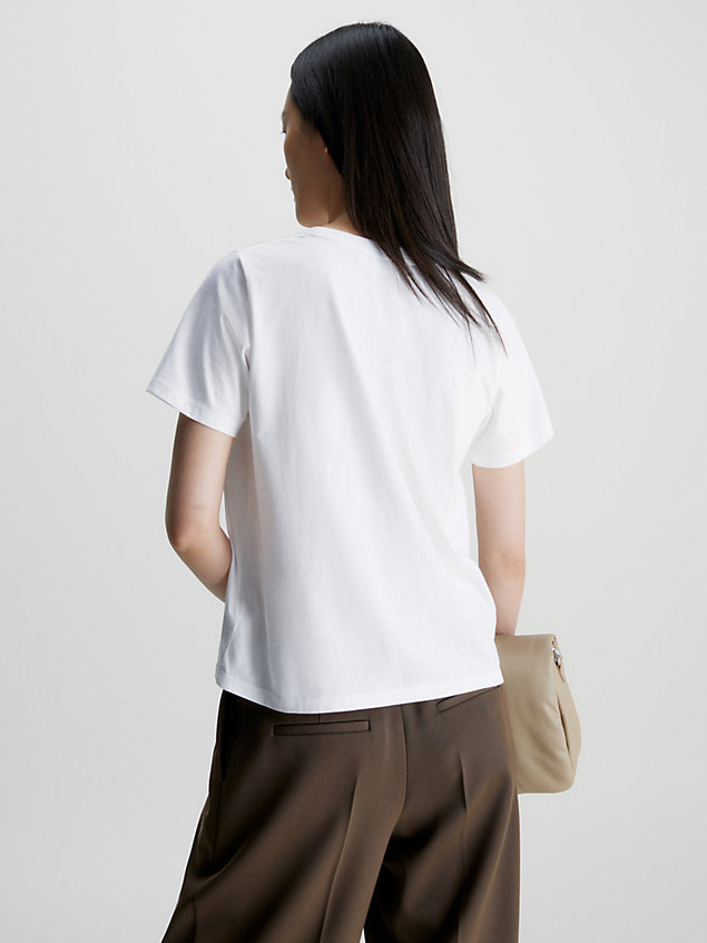 t-shirt con micro logo in cotone white da donna calvin klein