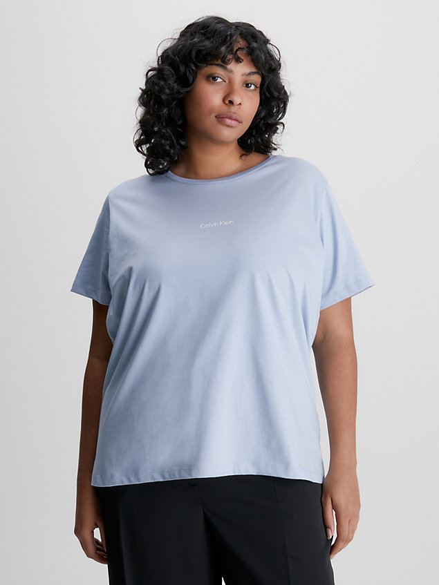 blue grote maat t-shirt met logo voor dames - calvin klein