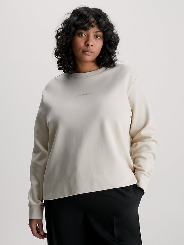 beige plus size sweatshirt for women calvin klein