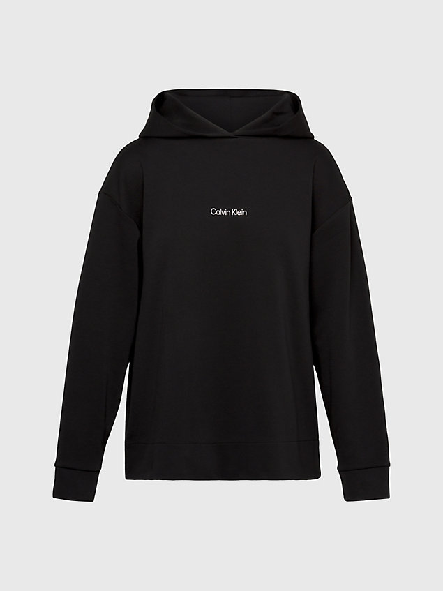 black hoodie aus recyceltem polyester in großen größen für damen - calvin klein