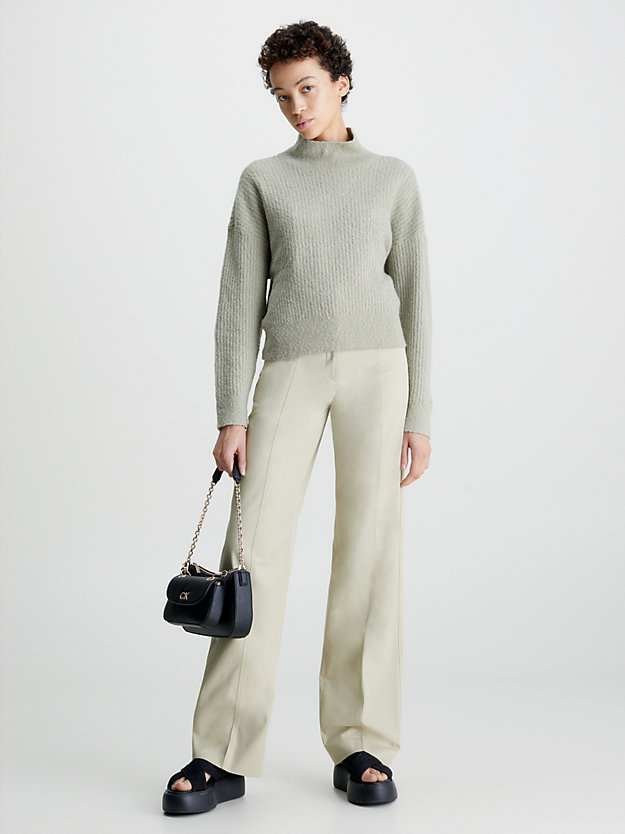 moss gray relaxed slub knit jumper for women calvin klein