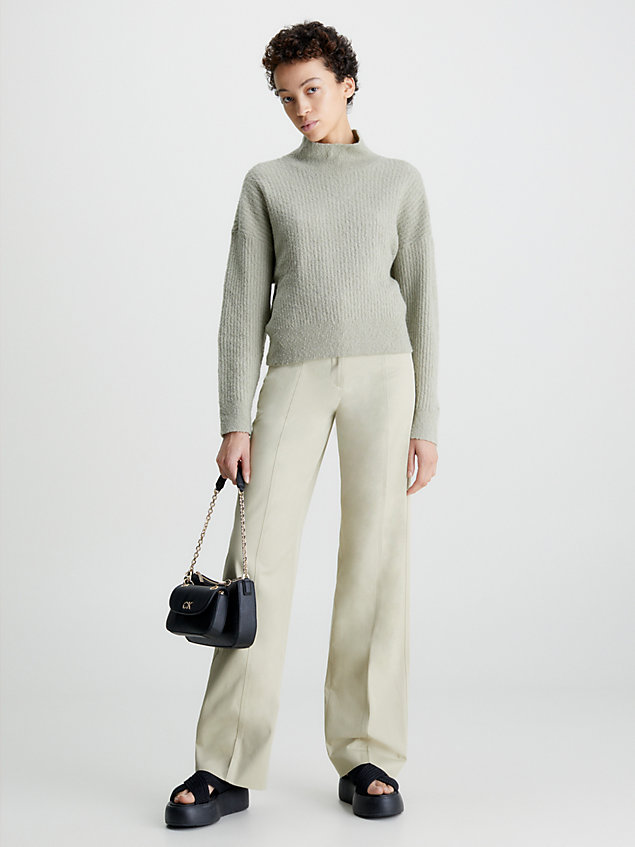 grey relaxed slub knit jumper for women calvin klein