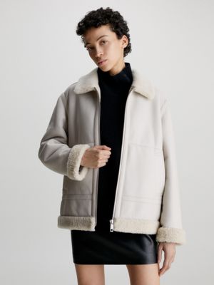 Womens oversized hot sale aviator jacket