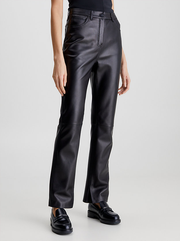 ck black slim leather trousers for women calvin klein