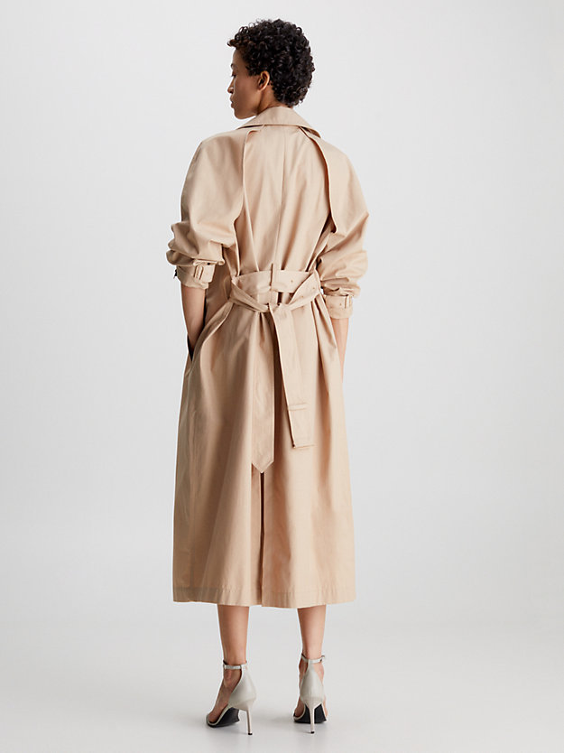 pastel sand oversized cut out trench coat for women calvin klein