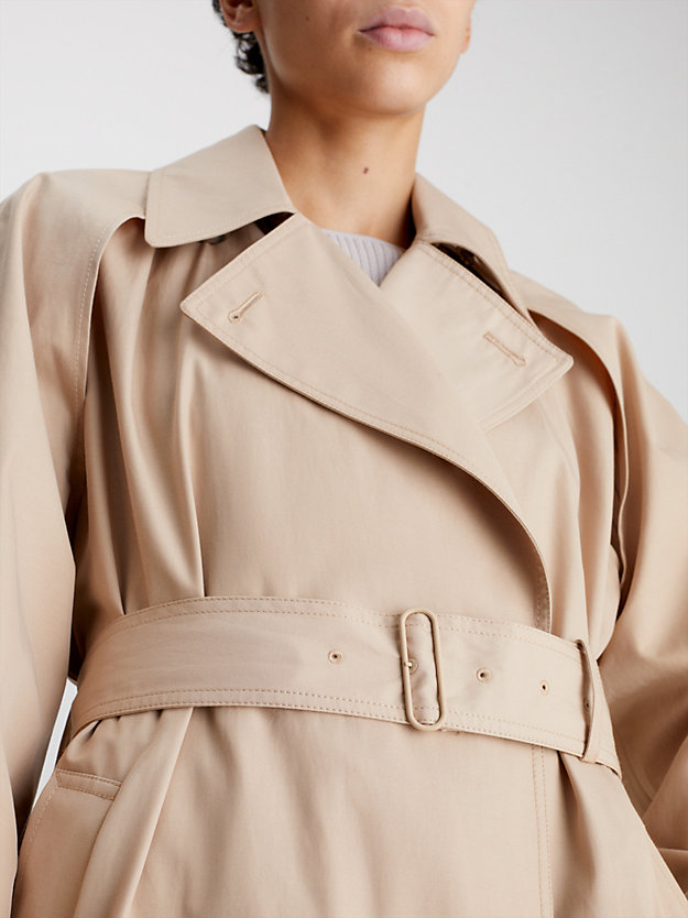 pastel sand oversized cut out trench coat for women calvin klein
