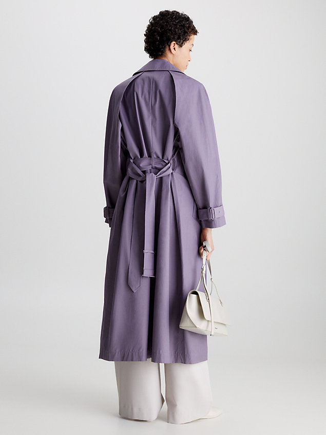 purple oversized trenchcoat met uitsnijding voor dames - calvin klein