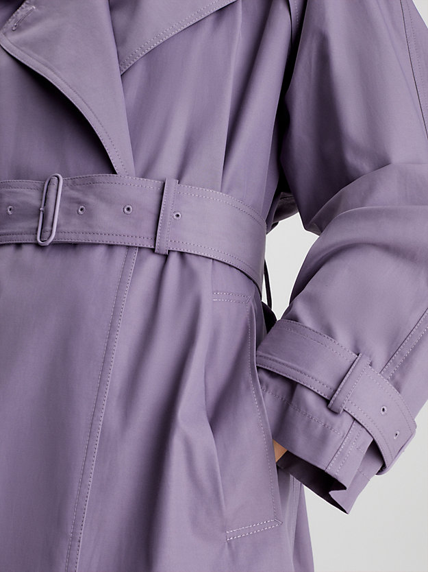 purple calla oversized trenchcoat met uitsnijding voor dames - calvin klein