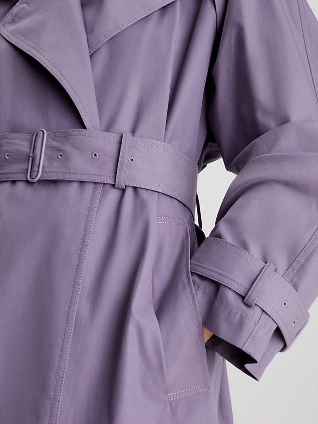 purple oversized trenchcoat met uitsnijding voor dames - calvin klein