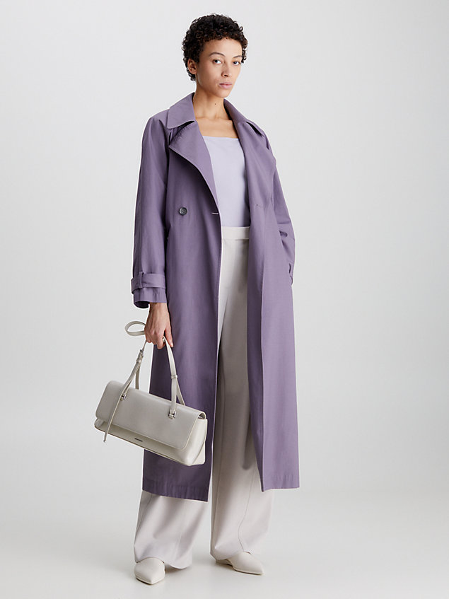 purple oversized trenchcoat mit cut-outs für damen - calvin klein