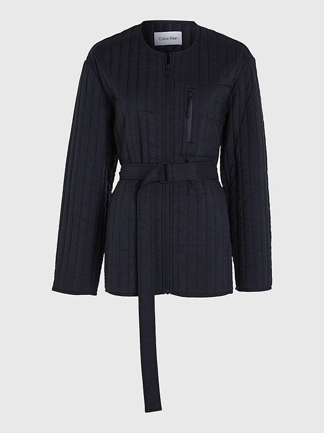 black vertical quilted jacket for women calvin klein