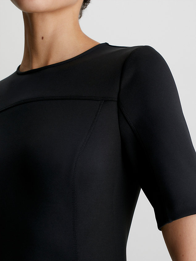black slim technische gebreide mini-jurk voor dames - calvin klein