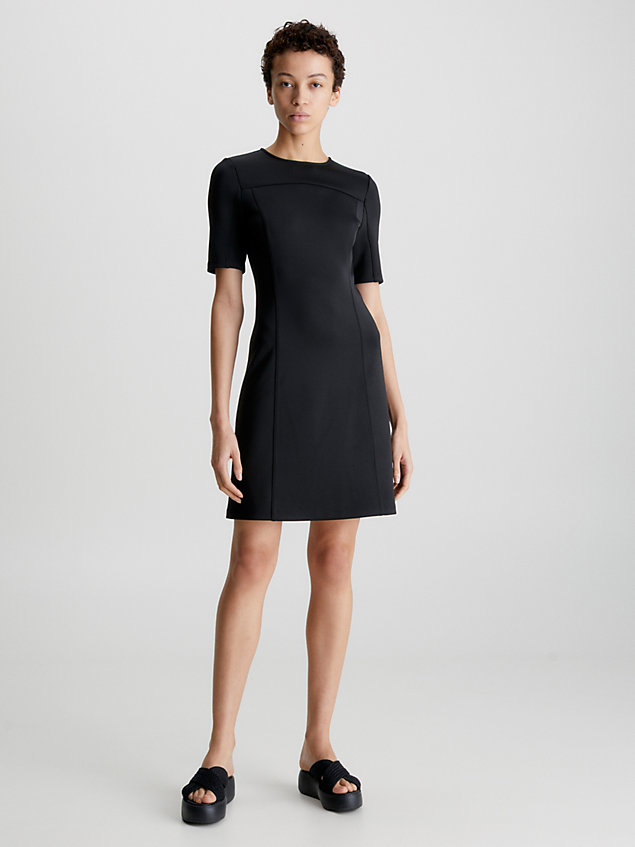 black slim technical knit mini dress for women calvin klein