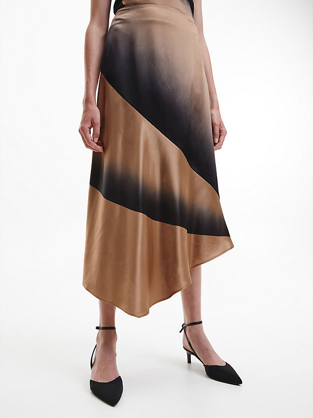 architectural spray / safari canvas shadow print asymmetric skirt for women calvin klein