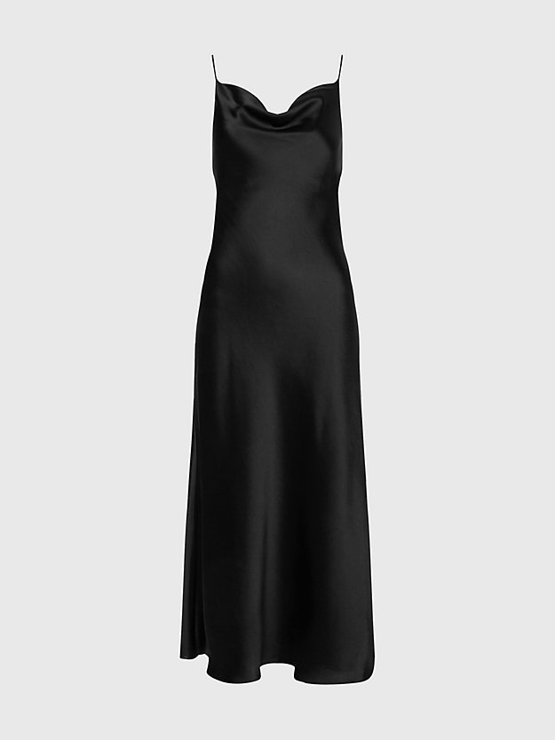 CK BLACK Sateen Midi Slip Dress for women CALVIN KLEIN