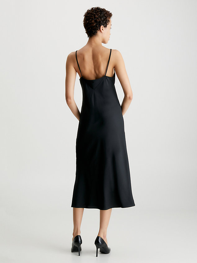 black slim midi slip dress for women calvin klein
