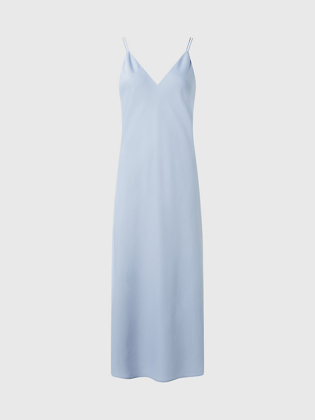blue slim midi-jurk met spaghettibandjes voor dames - calvin klein