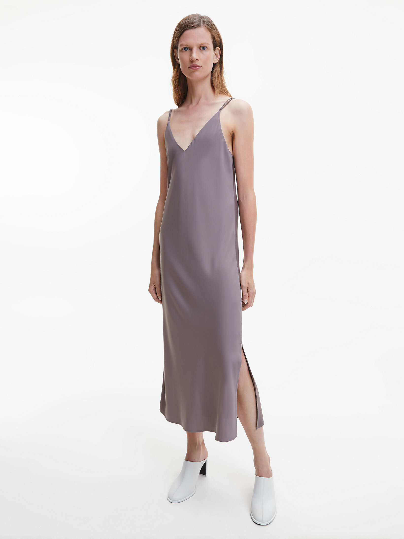 Desert Brown Slim Midi Slip Dress undefined women Calvin Klein
