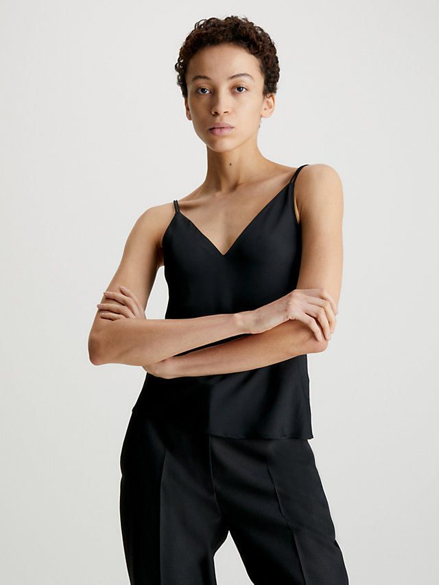 CK Black Recycled Polyester Cami Top undefined women Calvin Klein