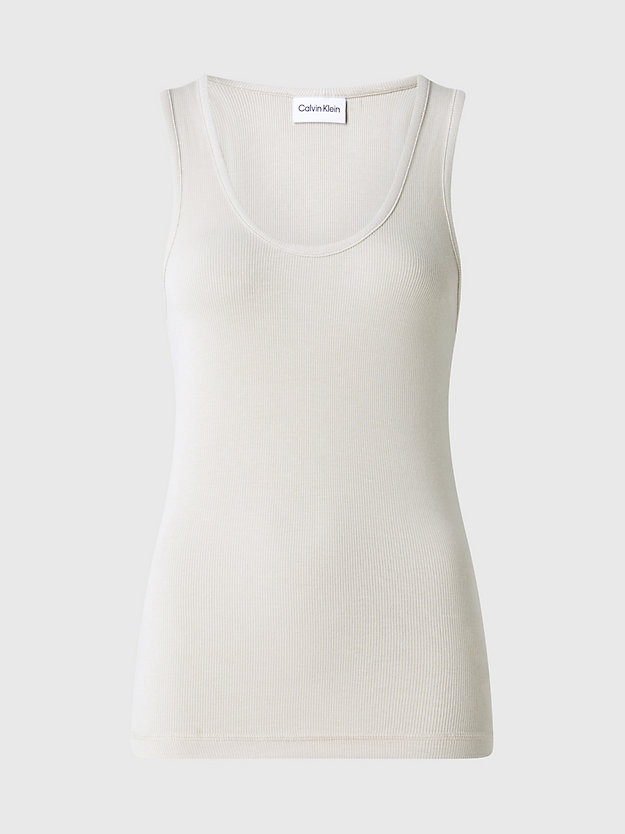 SMOOTH BEIGE Skinny Modal Ribbed Tank Top for women CALVIN KLEIN