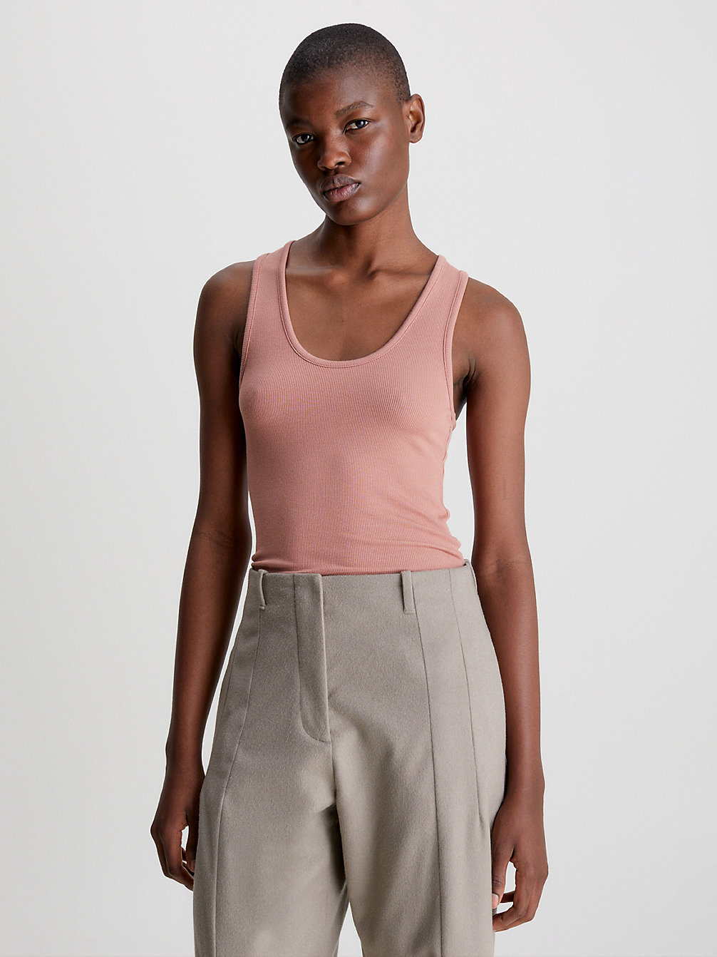 SUNDOWN ORANGE Skinny Modal Ribbed Tank Top undefined women Calvin Klein