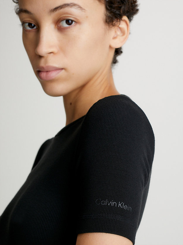 ck black skinny modal ribbed t-shirt for women calvin klein