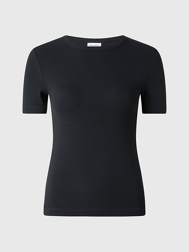 CK BLACK Enges geripptes T-Shirt aus Modal für Damen CALVIN KLEIN