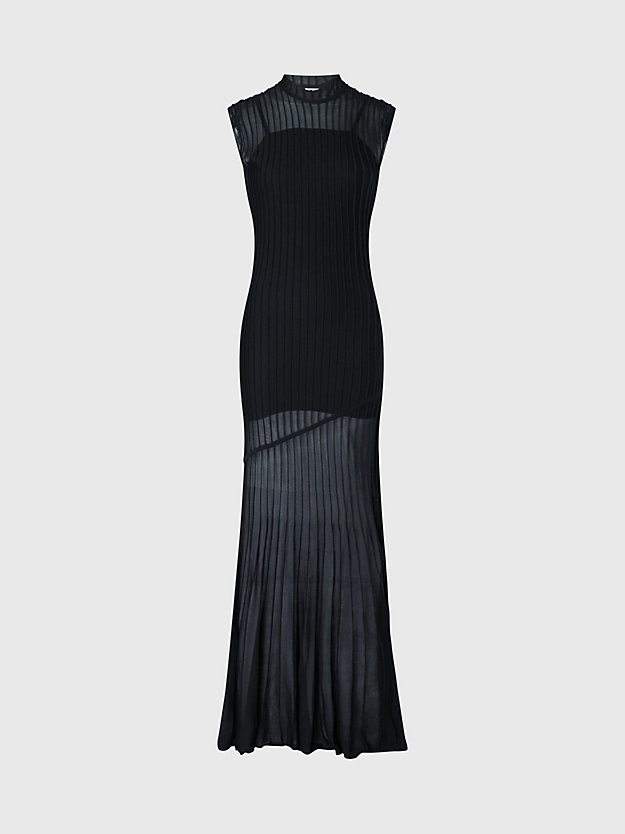 CK BLACK Doorzichtige Ottoman-jurk voor dames CALVIN KLEIN
