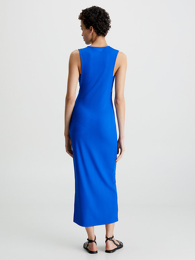 blue wąska ściągaczowa sukienka bez rękawów dla kobiety - calvin klein