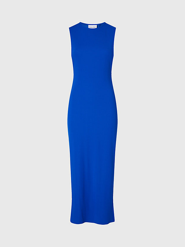 ultra blue wąska ściągaczowa sukienka bez rękawów dla kobiety - calvin klein