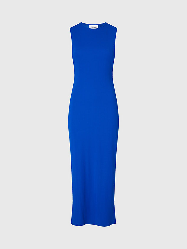 blue slim ribbed tank dress for women calvin klein