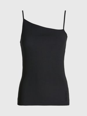CK BLACK Skinny Ribbed Asymmetric Top for women CALVIN KLEIN
