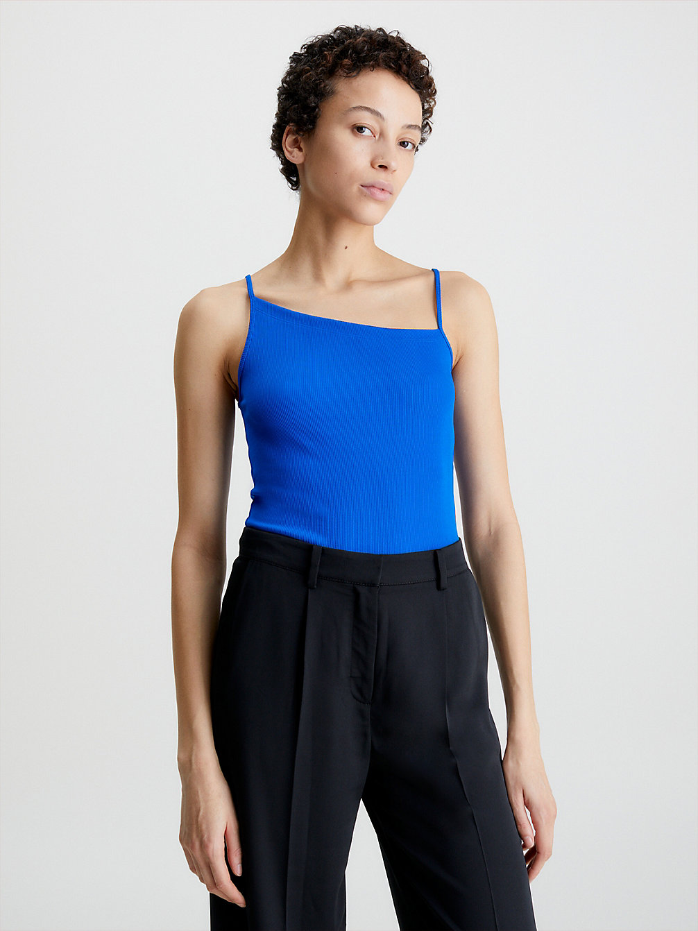 ULTRA BLUE > Dünnes, Geripptes, Asymmetrisches Top > undefined Damen - Calvin Klein
