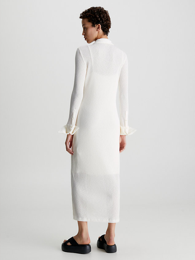 white obcisła warstwowa sukienka koszulowa dla kobiety - calvin klein