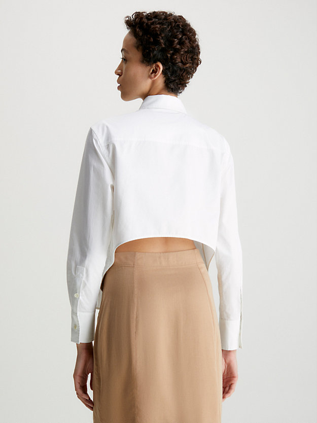 bright white relaxed overhemd met cropped rug voor dames - calvin klein