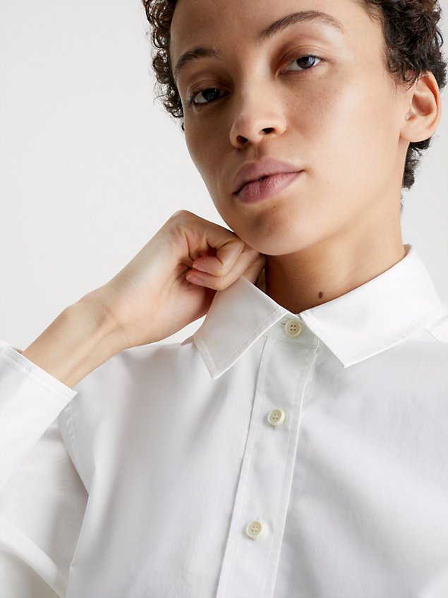 white relaxed cropped back shirt for women calvin klein