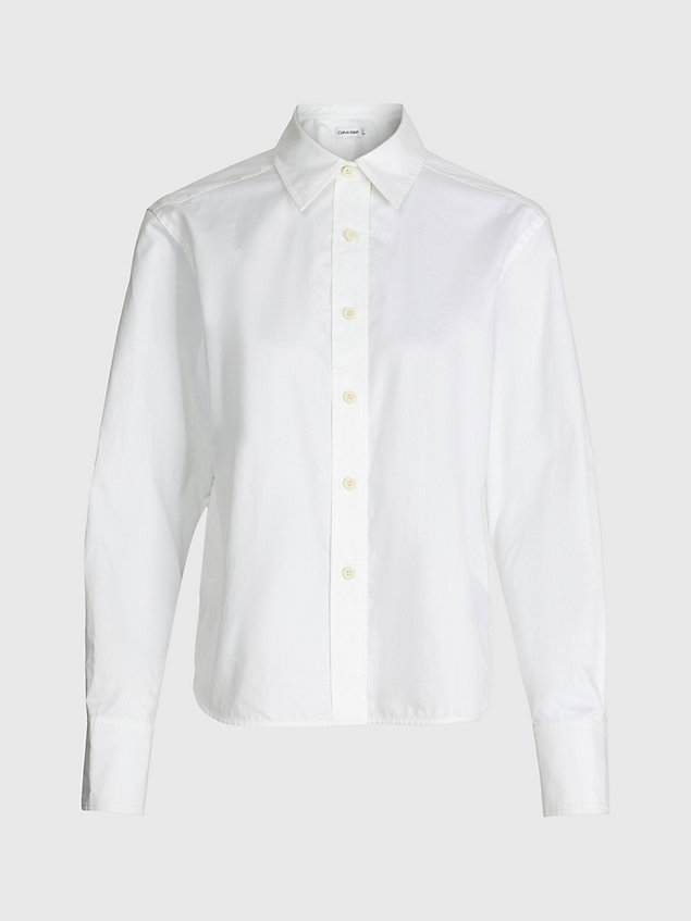white relaxed overhemd met cropped rug voor dames - calvin klein