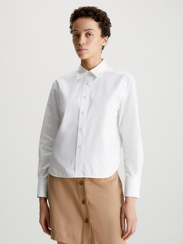 Bright White Relaxed Cropped Back Shirt undefined women Calvin Klein