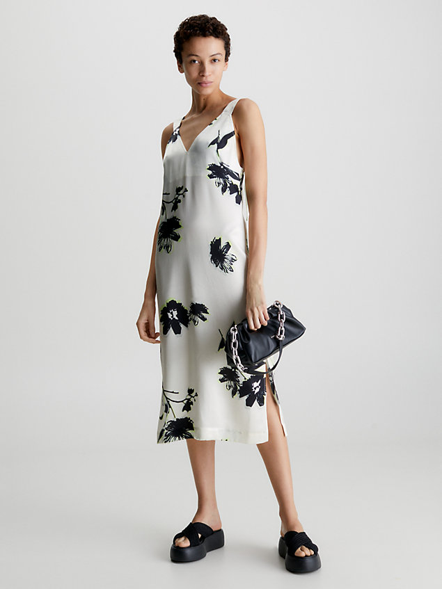 white floral slip dress for women calvin klein