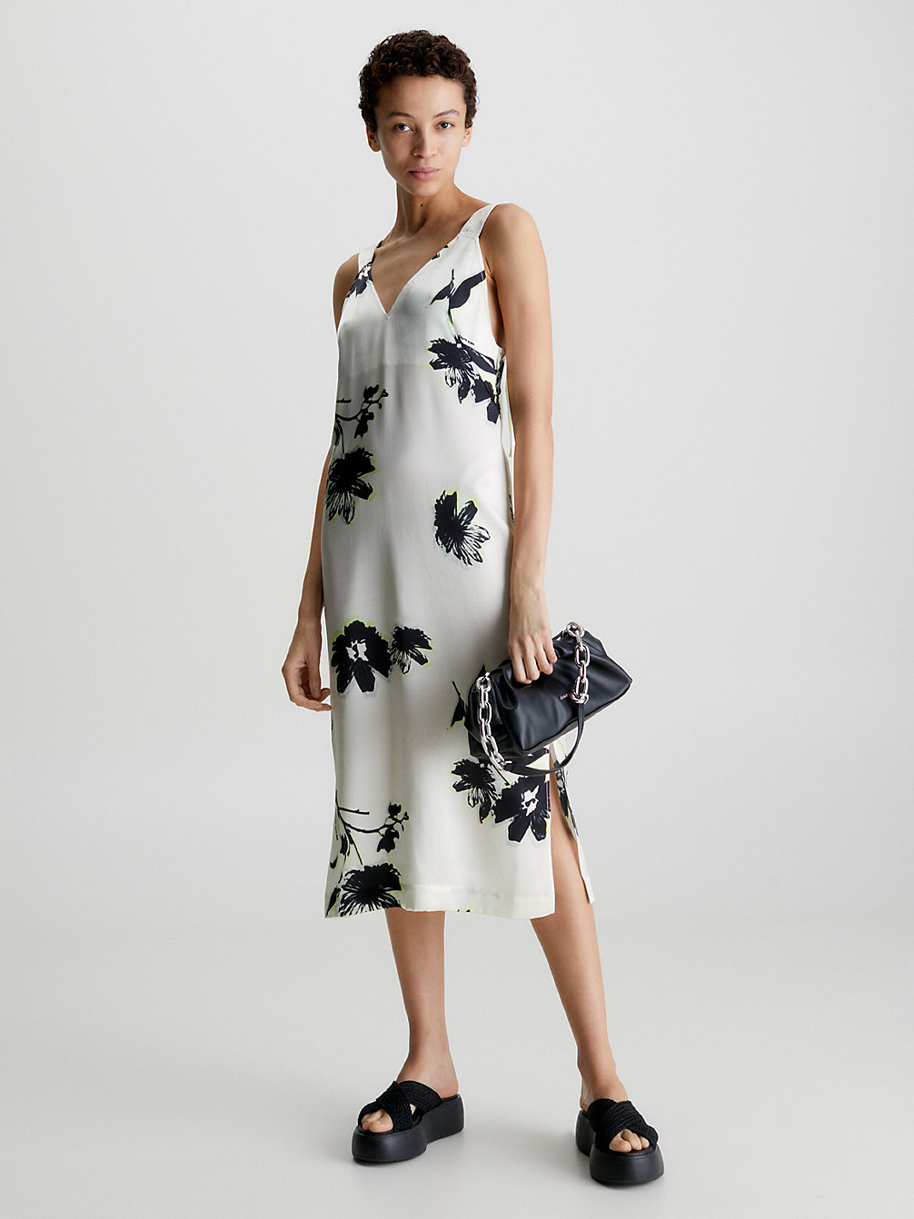 MODERN FLORAL / VANILLA ICE Slim Floral Slip Dress undefined women Calvin Klein