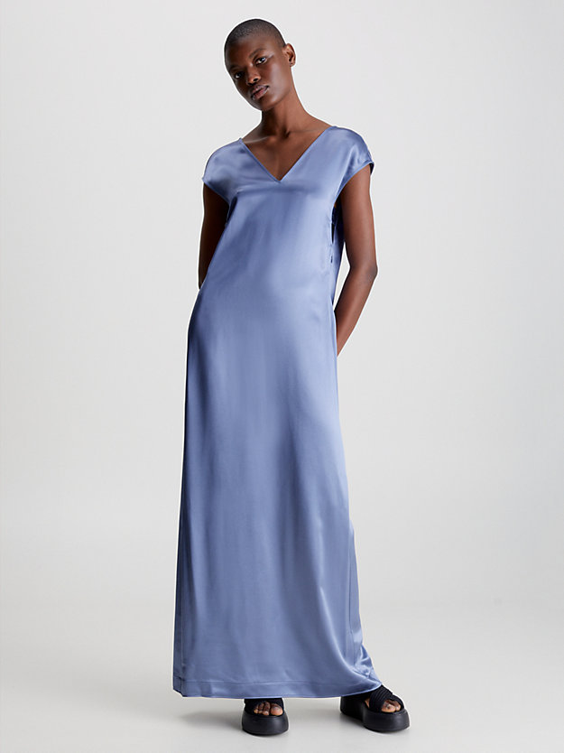 COMET BLUE Satin Maxi Dress for women CALVIN KLEIN
