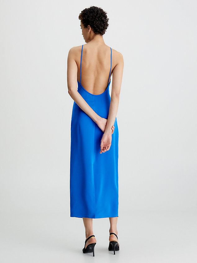 blue slim halter low back dress for women calvin klein