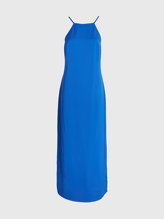 blue schlankes neckholder-kleid mit tiefem rückenausschnitt für damen - calvin klein