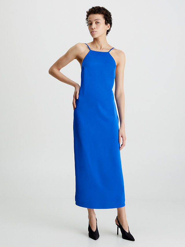 Ultra Blue Schlankes Neckholder-Kleid Mit Tiefem Rückenausschnitt undefined Damen Calvin Klein