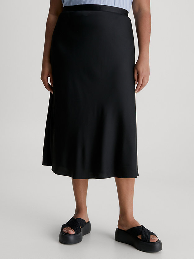 CK BLACK Plus Size Crepe Midi Skirt for women CALVIN KLEIN