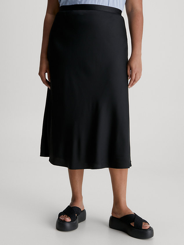 black plus size crepe midi skirt for women calvin klein