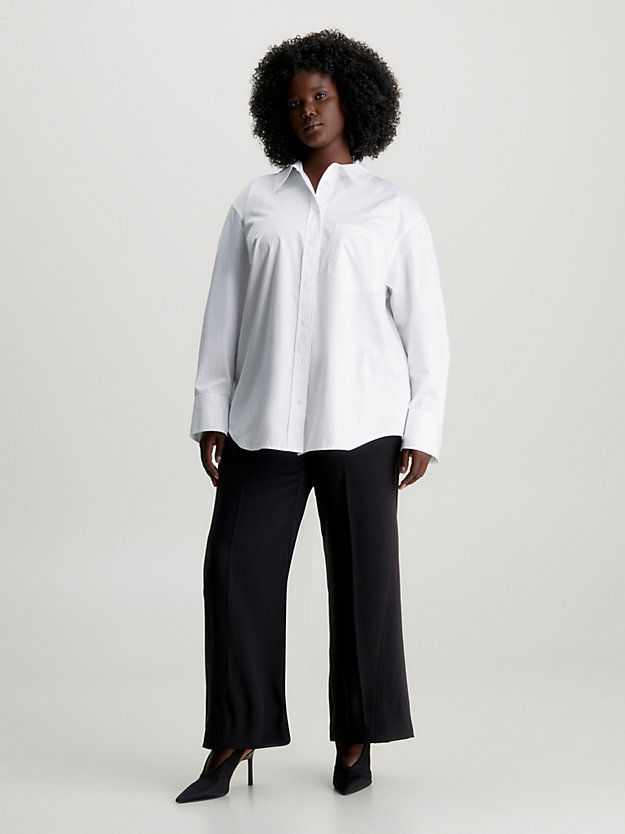 bright white plus size relaxed satin shirt for women calvin klein