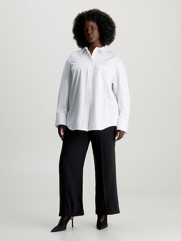 white plus size relaxed satin shirt for women calvin klein
